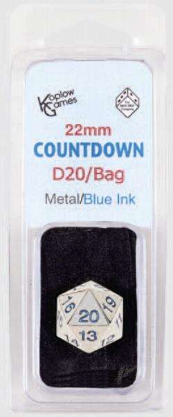 D20 METAL COUNTDOWN DIE 22MM SIBL W/ DICE BAG (Dice Sets & Games)