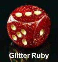 Dice Sets Glitter Ruby/Gold 16mm d6 Dice Block (12) (Dice Sets & Games)