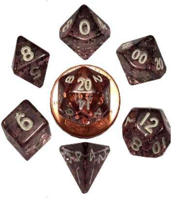 Mini Polyhedral Dice Set Ethereal Black with White Numbers (Dice Sets & Games)