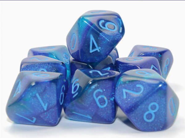Gemini Blue-Blue/light blue Luminary Set of 10 d10s (Dice Sets & Games)