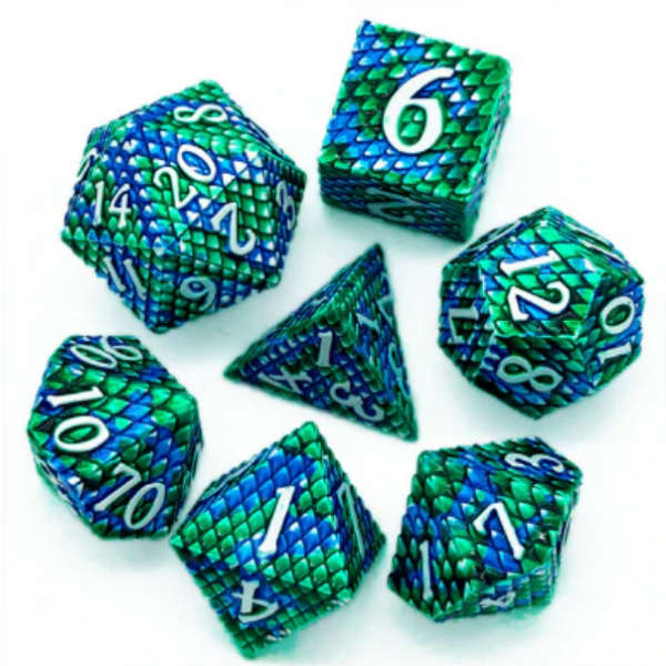Ocean Dragon Scale RPG Metal Dice Set (7) (Dice Sets & Games)
