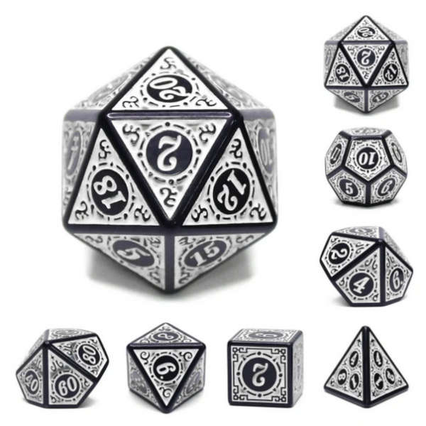 Magic Flame White RPG Dice Set (7) (Dice Sets & Games)