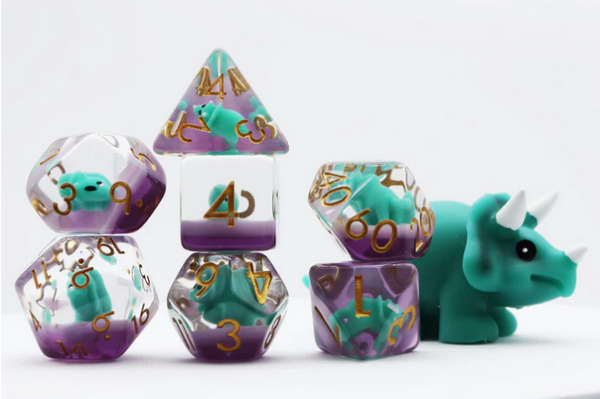 Green Triceratops RPG Dice Set (7) (Dice Sets & Games)