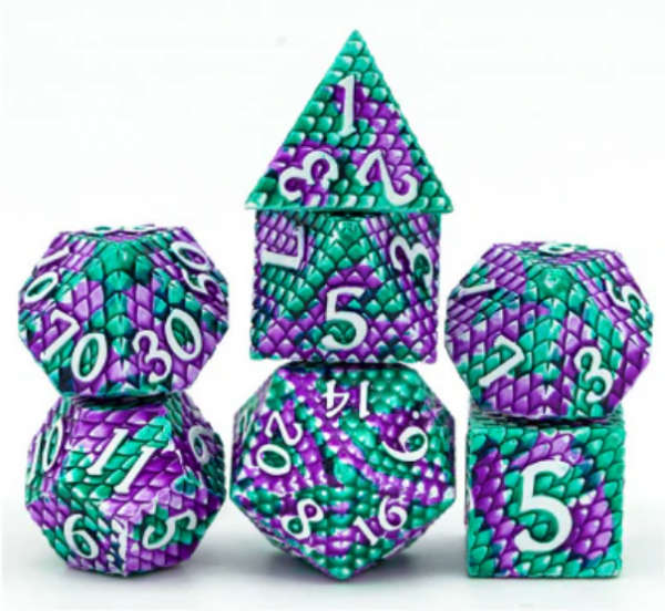 Lagoon Dragon Scale RPG Metal Dice Set (7) (Dice Sets & Games)
