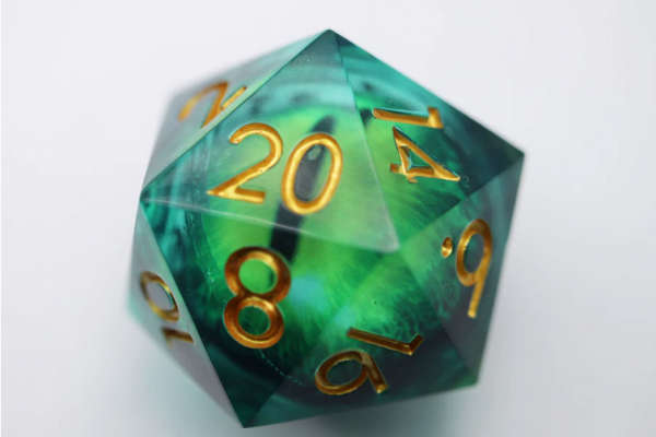 35mm Moving Eye D20 Green Cyclops Eye (Dice Sets & Games)