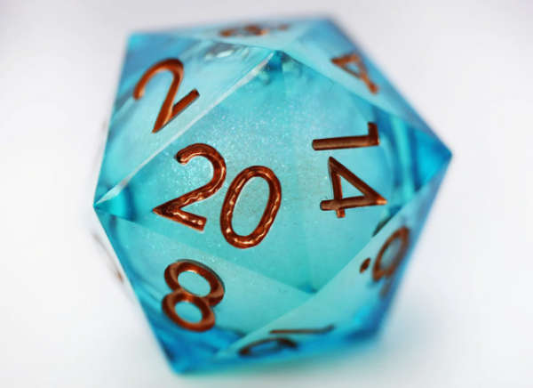 33mm Sharp Edge Liquid Core D20 Ocean Swirl (Dice Sets & Games)