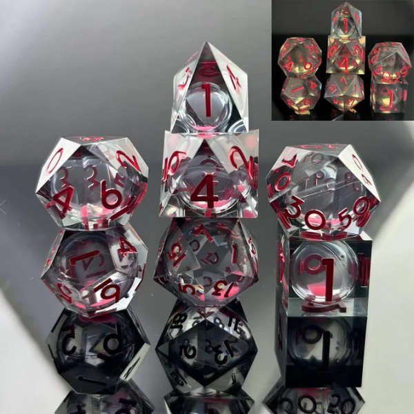Sharp Edge Glow in the Dark Liquid Core Dice Set (7) Midnight Rose (Dice Sets & Games)