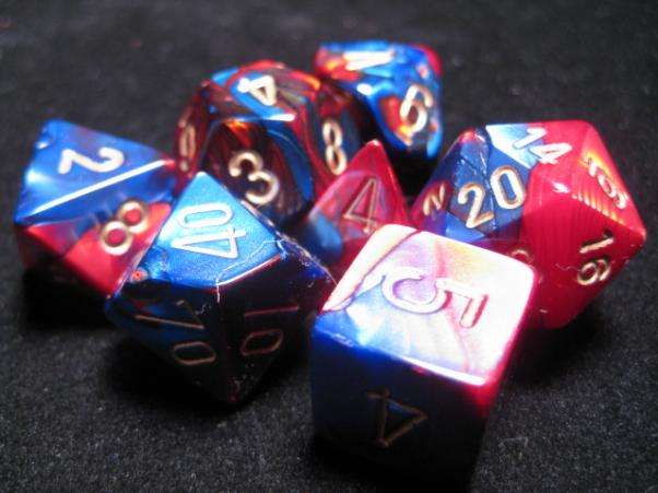 RPG Dice Sets Blue-Red/Gold Gemini Polyhedral 7-Die Set (Dice Sets & Games)