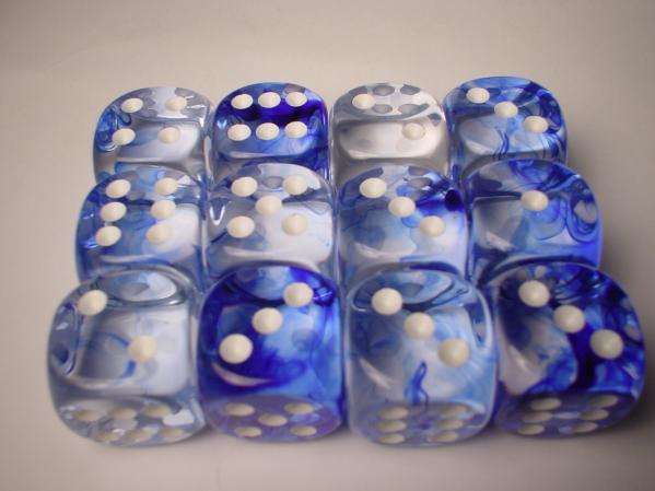 Dice Sets Dark Blue/White Nebula 16mm d6 (12) (Dice Sets & Games)