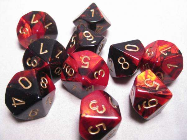 Dice Sets Black-Red/Gold Gemini d10 Set (10) (Dice Sets & Games)