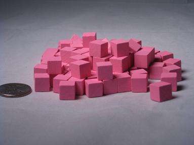 Game Accessories 10mm Pink Wooden Cube Tokens 100 Pack (Board & Card Game Accessories)