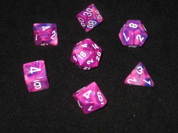 RPG Dice Sets Violet/White Festive Polyhedral 7-Die Set (Dice Sets & Games)