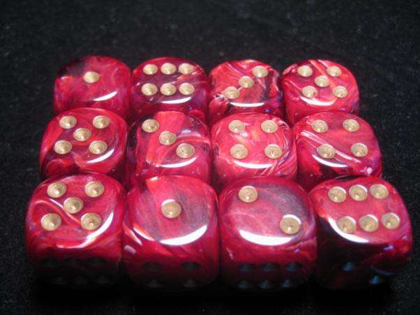 Dice Sets Burgundy/Gold Vortex 16mm d6 (12) (Dice Sets & Games)