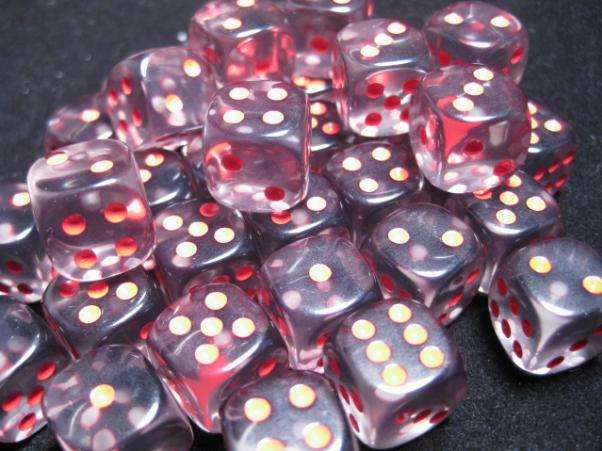 Dice Sets Smoke/Red Translucent 12mm d6 (36) (Dice Sets & Games)