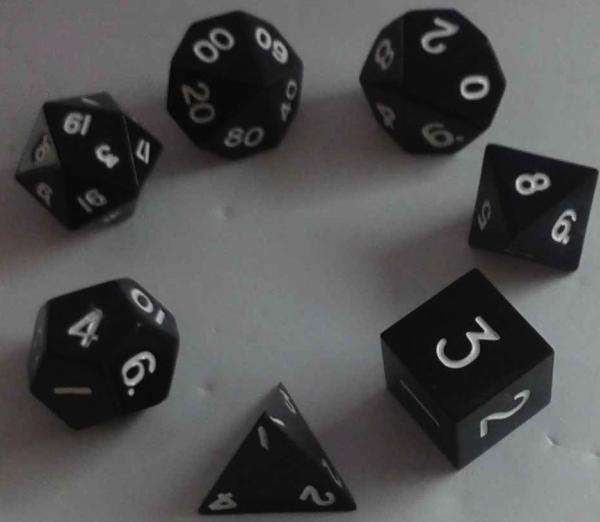 Metallic Dice Black Color Solid Metal Polyhedral 7-DieSet (Dice Sets & Games)
