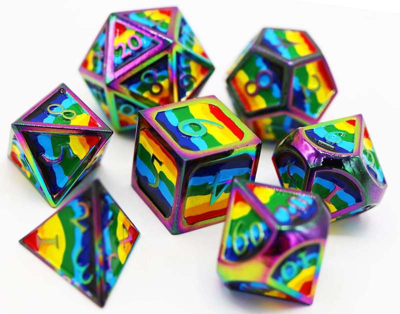 Rainbow Pride Flag RPG Metal Dice Set (7) (Dice Sets & Games)