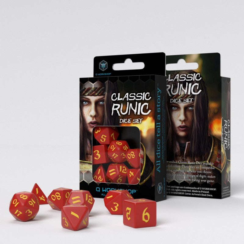 Classic Runic Red & yellow Dice Set (7) (SCLR03) (Dice Sets & Games)