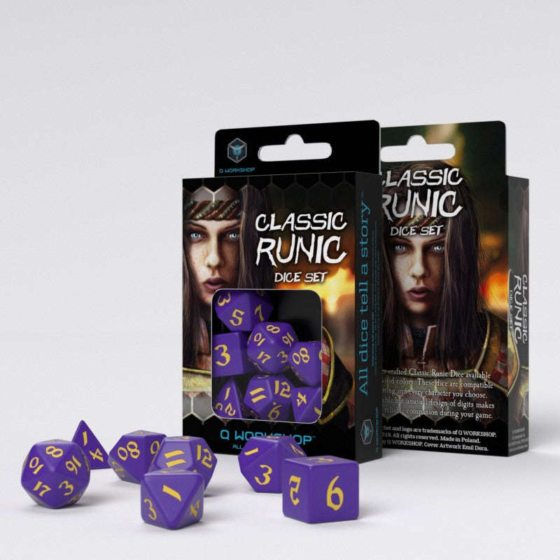 Classic Runic Purple & yellow Dice Set (7) (Dice Sets & Games)