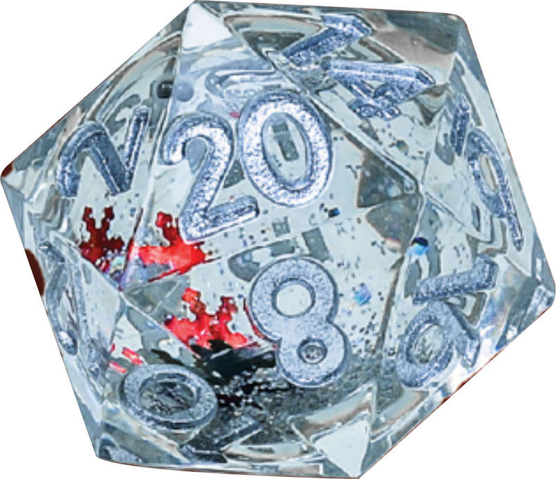 22mm Sharp Edge D20 Snow Globe Silver Ink Silver Glitter Silver Green and Red Snowflakes (Board &...