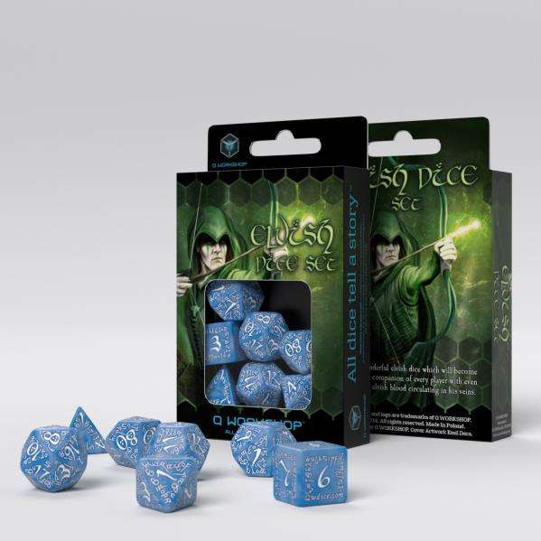 Elvish Glacier & white Dice Set (7) (SELV09) (Dice Sets & Games)