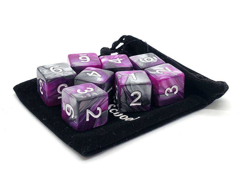 D6 Set Vorpal Silver & Purple (8) (Dice Sets & Games)