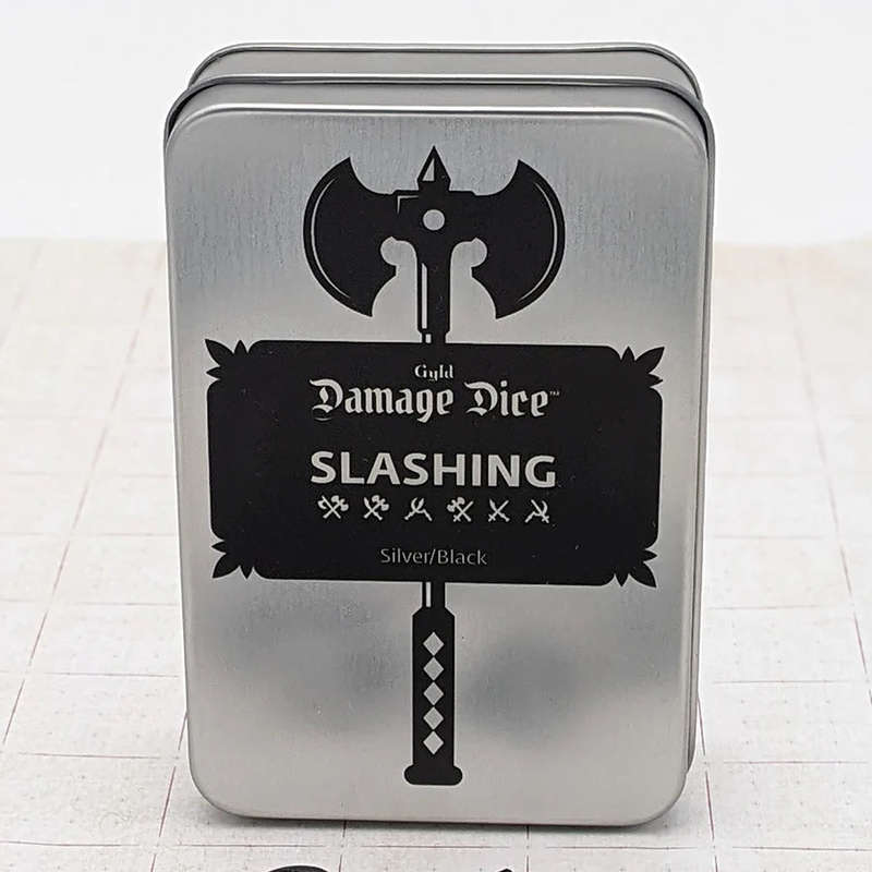 Dice Set Slashing Damage Metal Chrome/Black (7) (Dice Sets & Games)