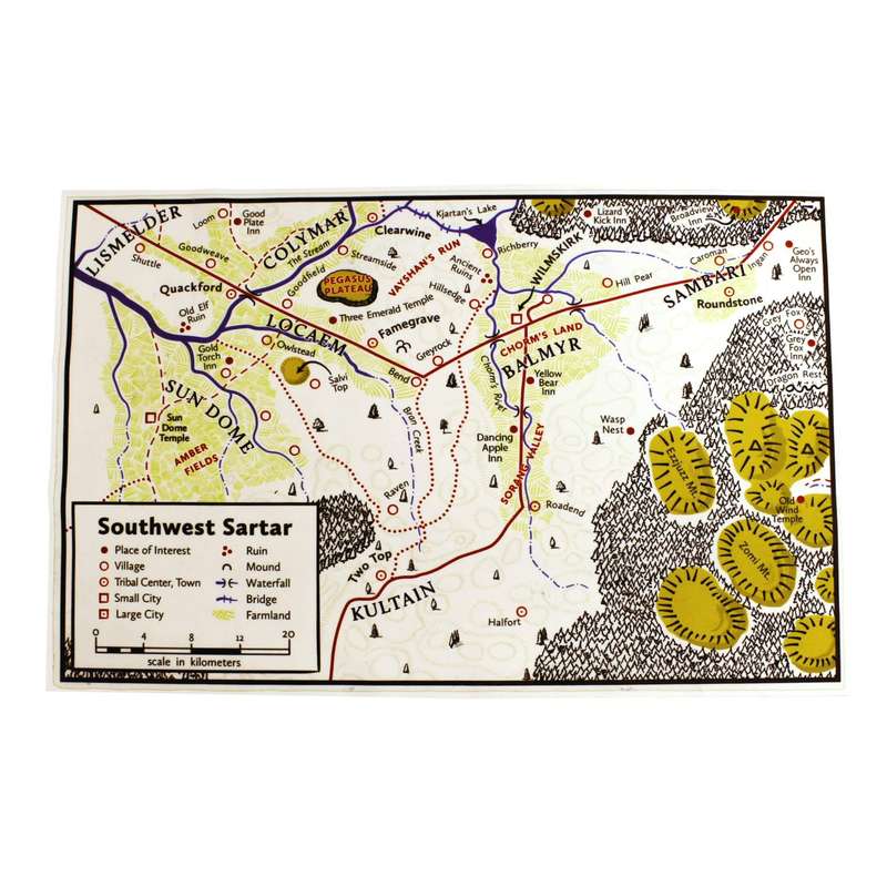 Southwest Sartar Runequest A3 Velvet Map (Maps)