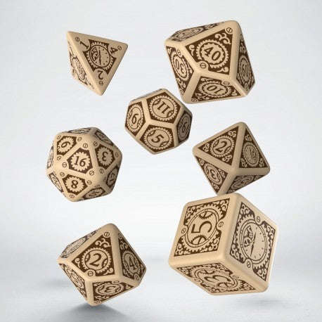 Steampunk Clockwork Beige & brown Dice Set (7) (Dice Sets & Games)