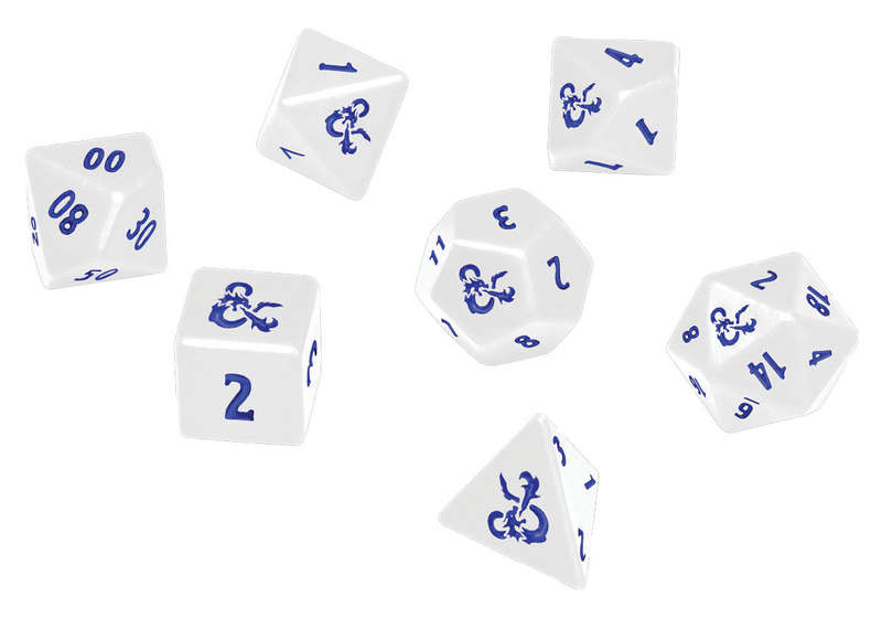Dungeons and Dragons RPG Icewind Dale Heavy Metal Poly White and Blue Dice Set (7) (Dice Sets & G...