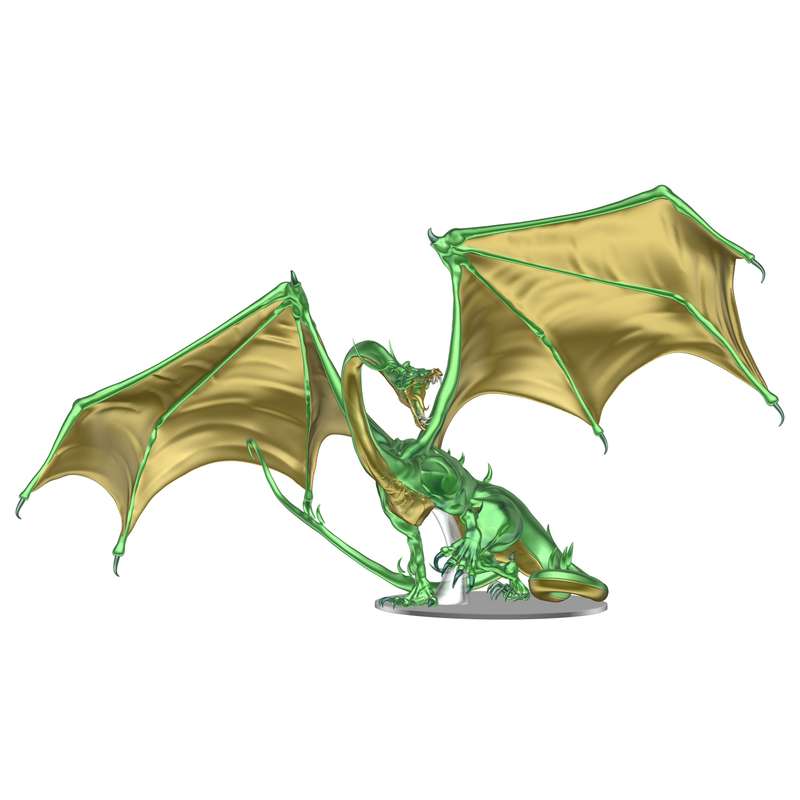 D&D Fantasy Miniatures Icons of the Realms Adult Emerald Dragon Premium Figure (Board Games)