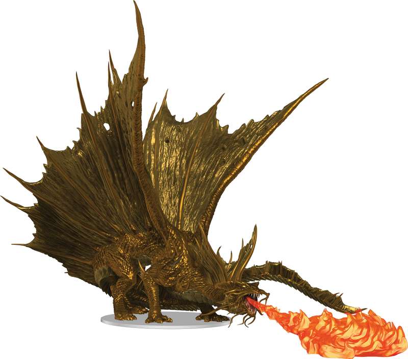 D&D Fantasy Miniatures Icons of the Realms Adult Gold Dragon Premium Figure (Board Games)