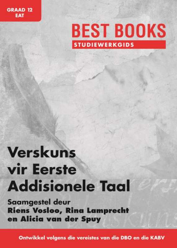 Best Books Study Guides Studiewerkgids: Verskuns Gr. 12 EAT (poetry anthology) ISBN/SKU: 97817760...