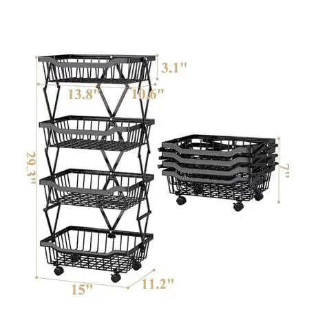 4 Tier Carbon Steel Collapsible Storage Basket