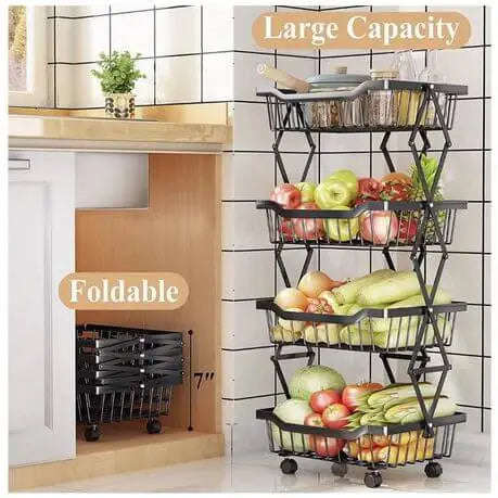 4 Tier Carbon Steel Collapsible Storage Basket