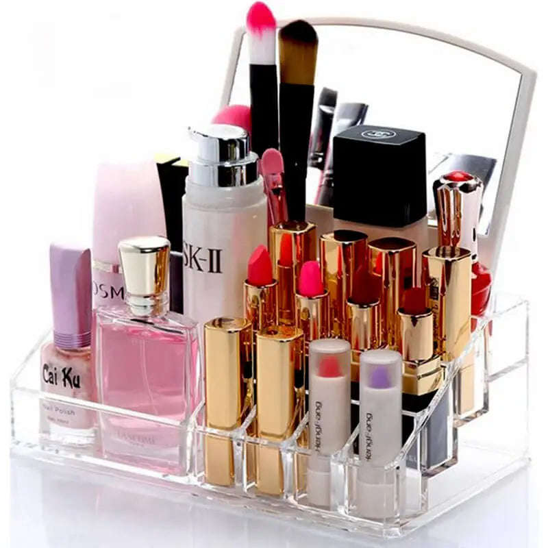 Acrylic Makeup Rack Organiser With Mirror