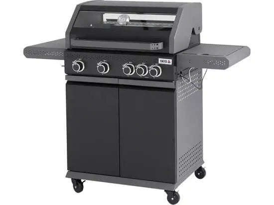 Freestanding Outdoor Gas BBQ with Viewing Glass and Side Burner