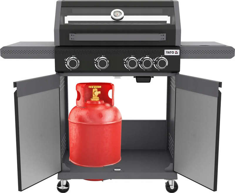 Freestanding Outdoor Gas BBQ with Viewing Glass and Side Burner