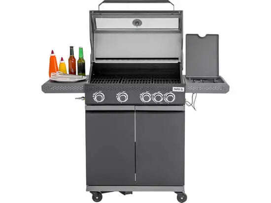 Freestanding Outdoor Gas BBQ with Viewing Glass and Side Burner