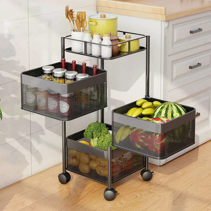 4 Tier Rotatable Drawer Basket Storage Cart