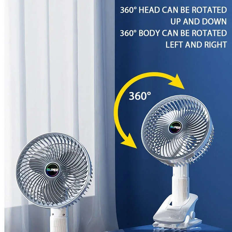 Portable Type C Rechargeable Desktop Clamp Fan