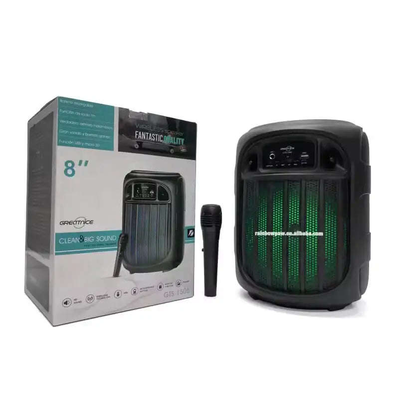Portable Wireless 8 Inch Speaker with Microphone