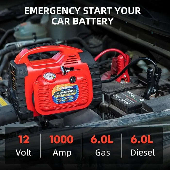 Rechargeable Portable Car Battery Starter With Air Compressor