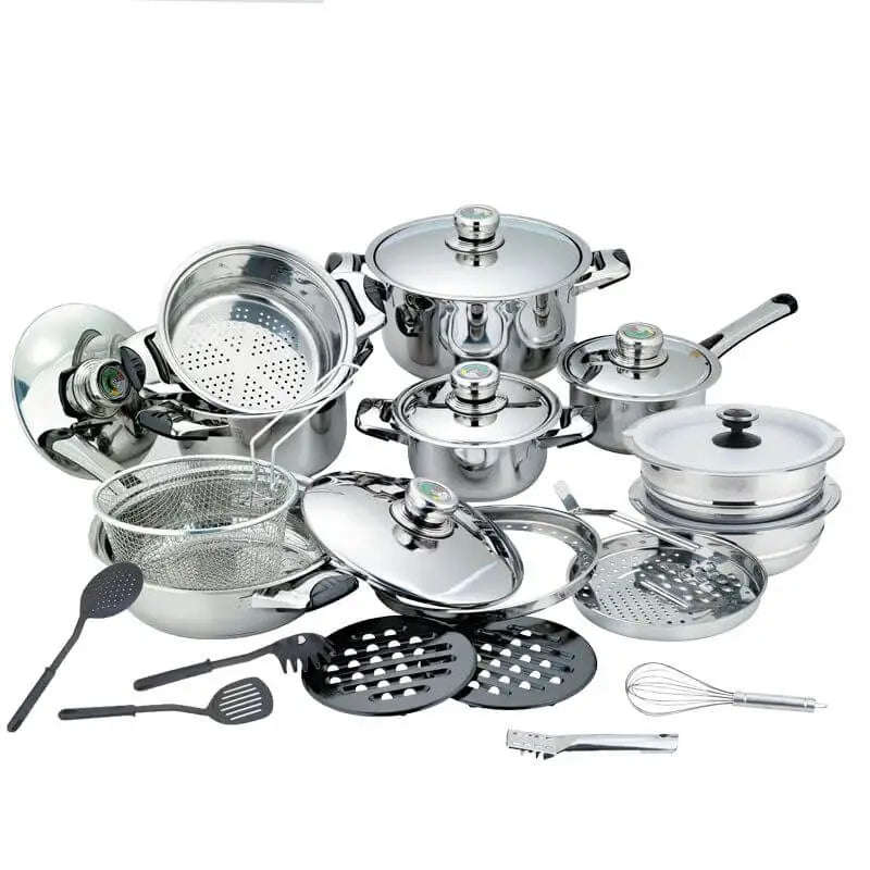 Stainless Steel Cookware Heavy Bottom Pots 27 Pieces Set