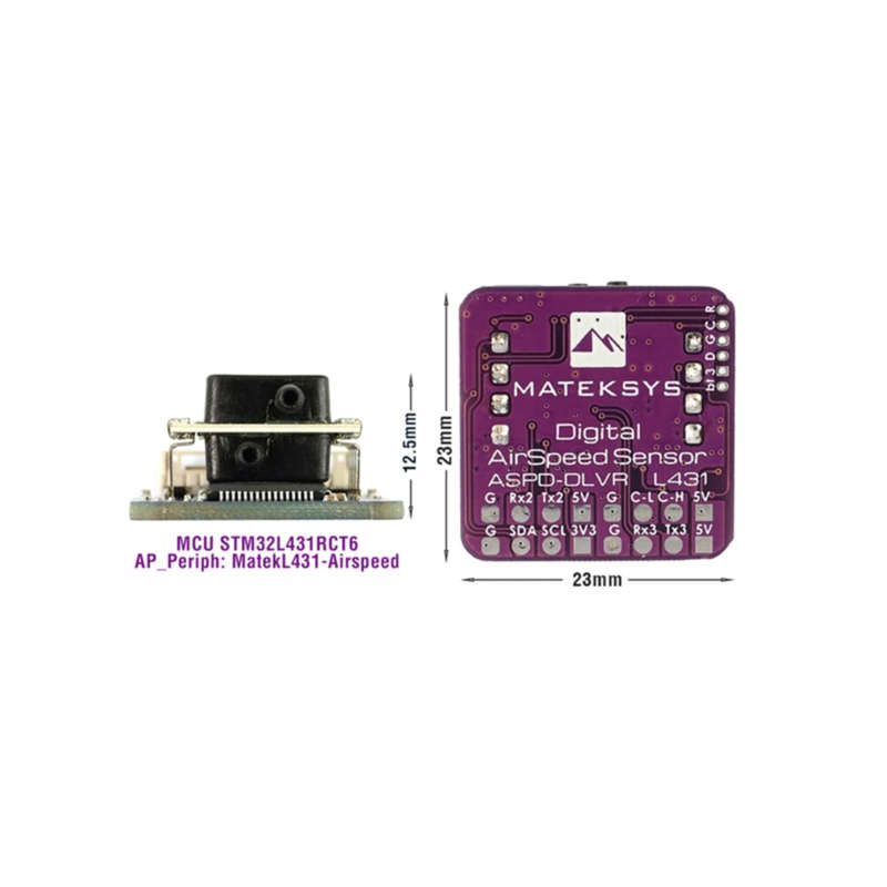 Mateksys Digital AirSpeed sensor ASPD-DLVR, I2C & UAVCAN L431