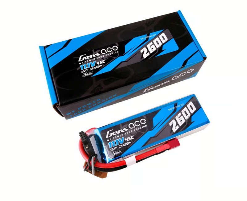 Gens Ace 2600mAh 3S 45C 11.1V LiPo Battery