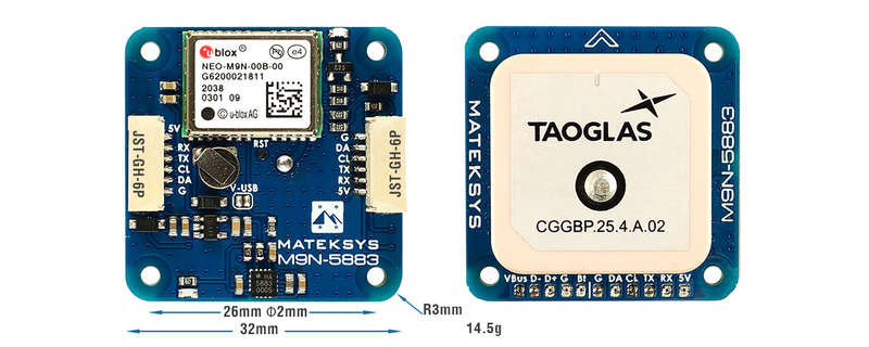 Matek GNSS GPS & Compass M9N-5883, NEO-M9N