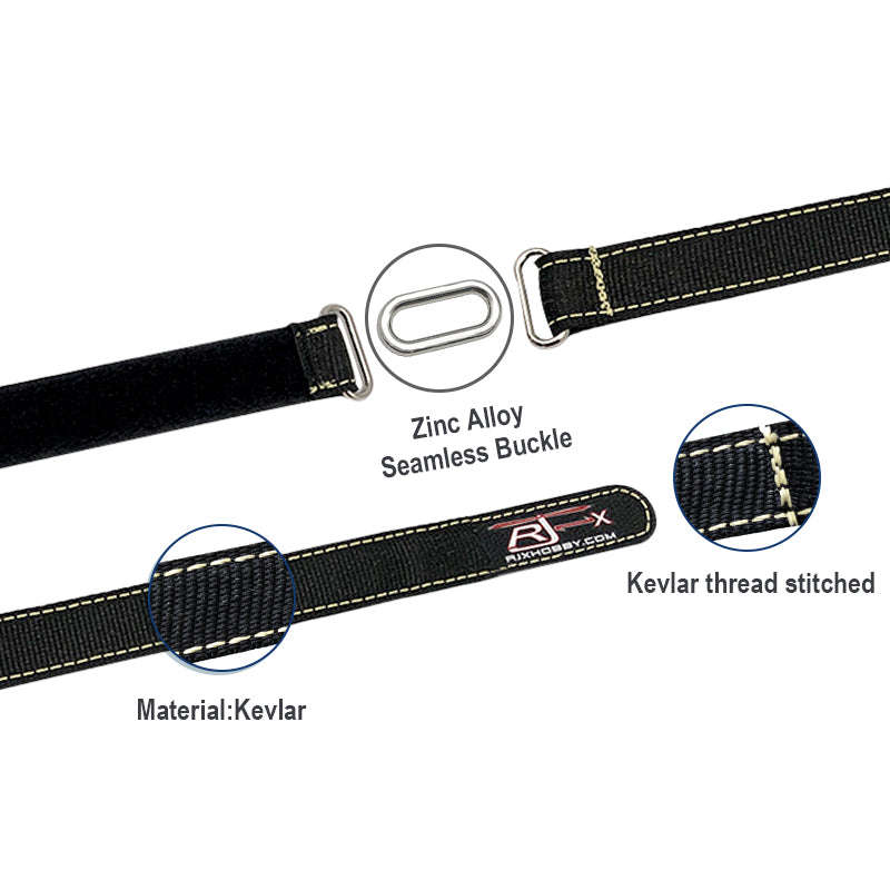 Flying Robot Zinc Alloy Seamless Buckle Kevlar Battery Strap - 2pcs
