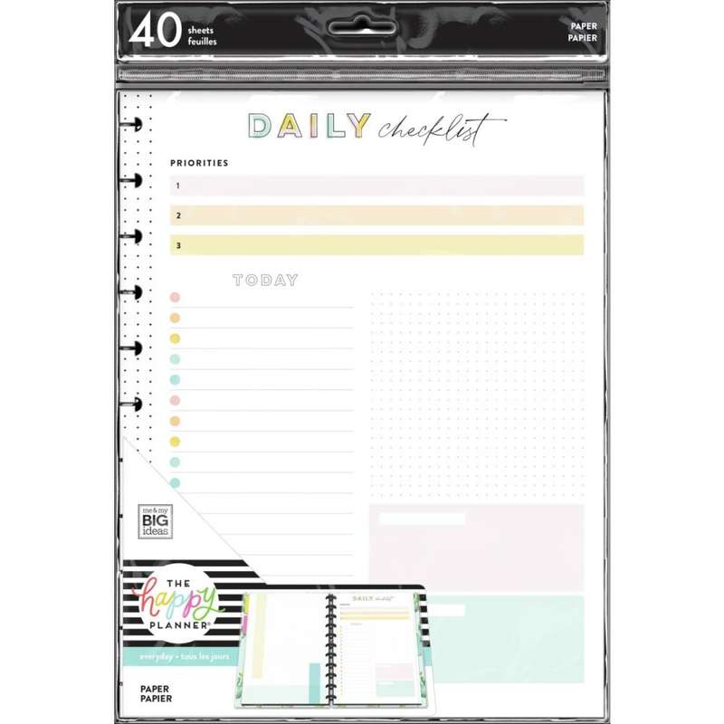 Daily Checklist and Priorities Big Filler Paper