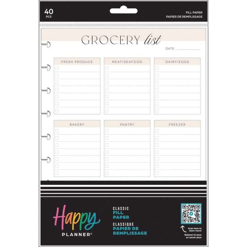 Classic Filler Paper - Grocery + Meal Prep List