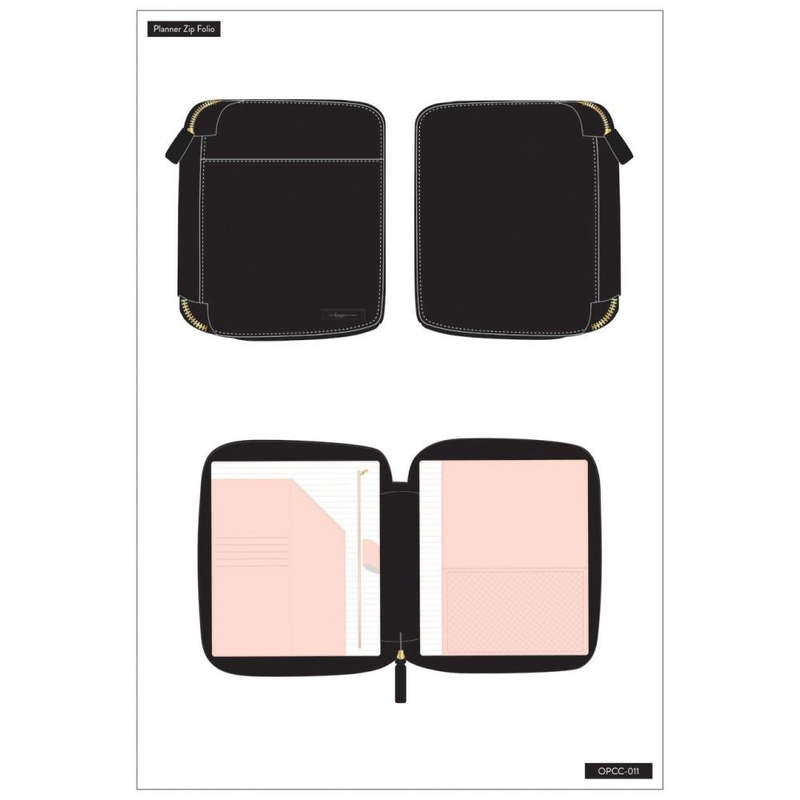 Black & Blush Classic Planner Zip Folio